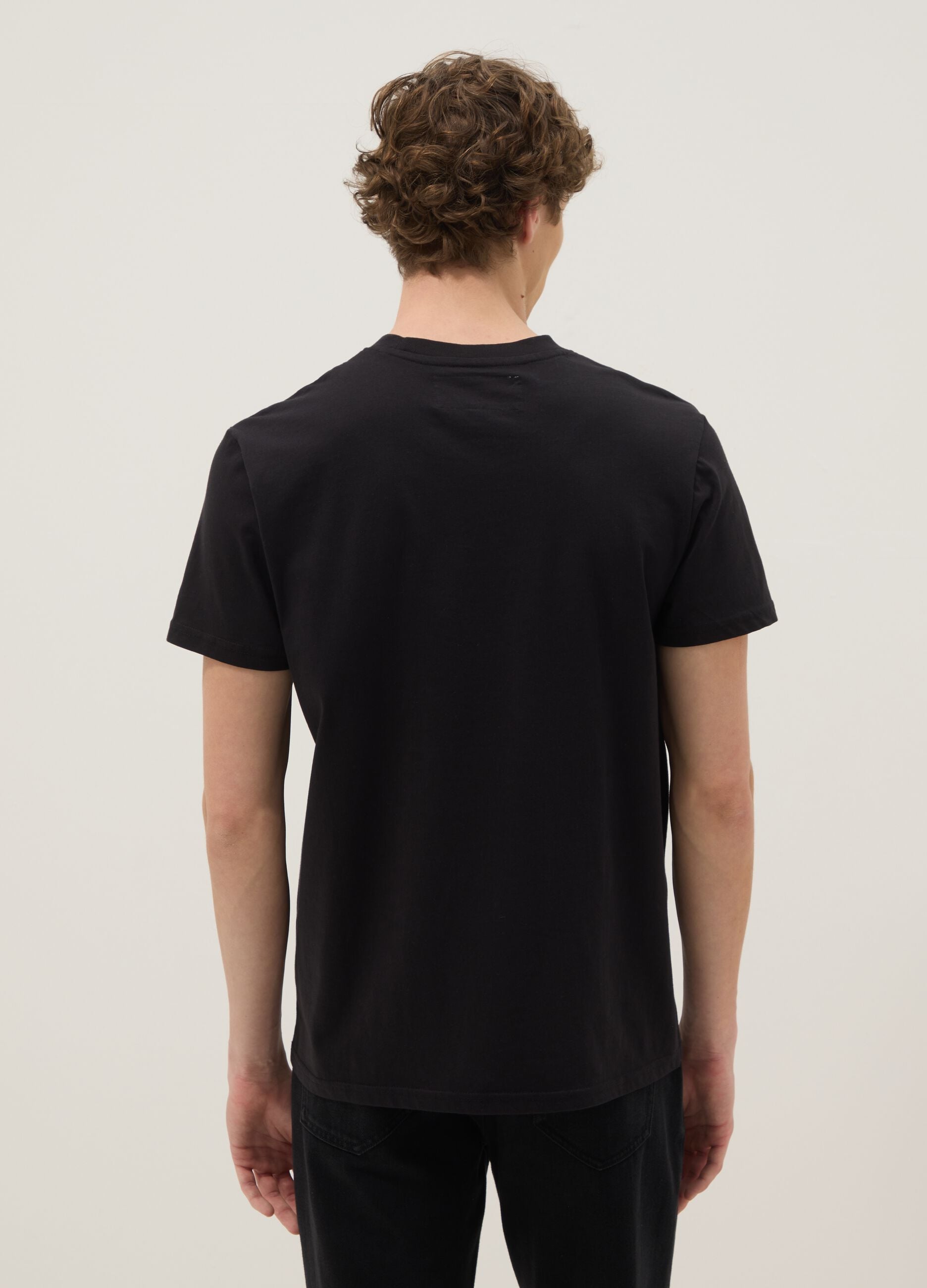 Black pure cotton regular fit t-shirt with print