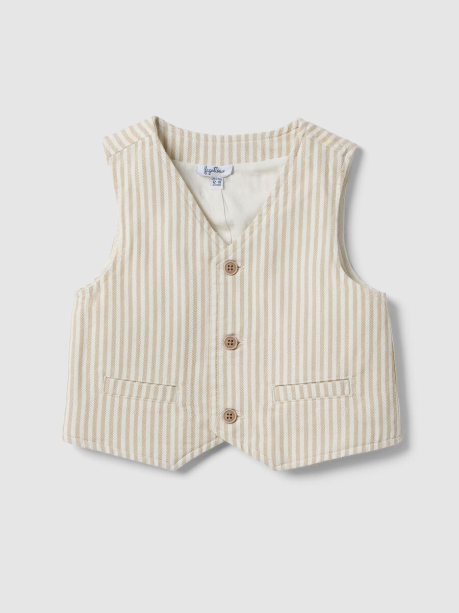 Striped multicolour pure cotton lined waistcoat for boys regular fit_0
