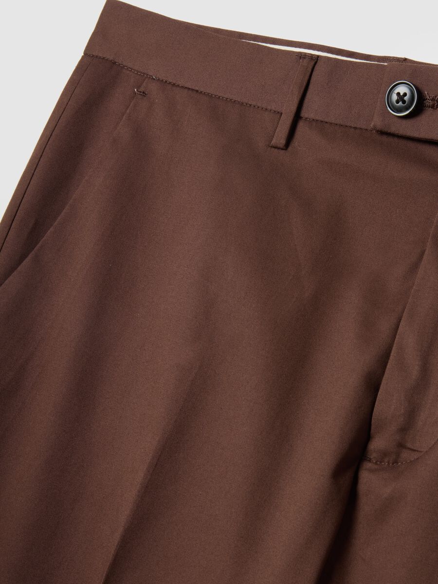 Pantaloni in cotone elasticizzato marroni regular fit_5