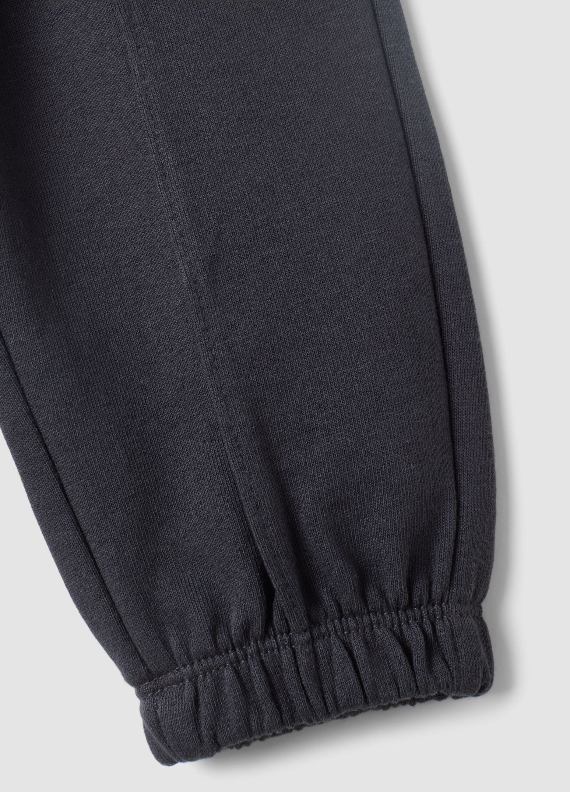 Black pure cotton jogger trousers with heart detail, comfort fit for baby girl