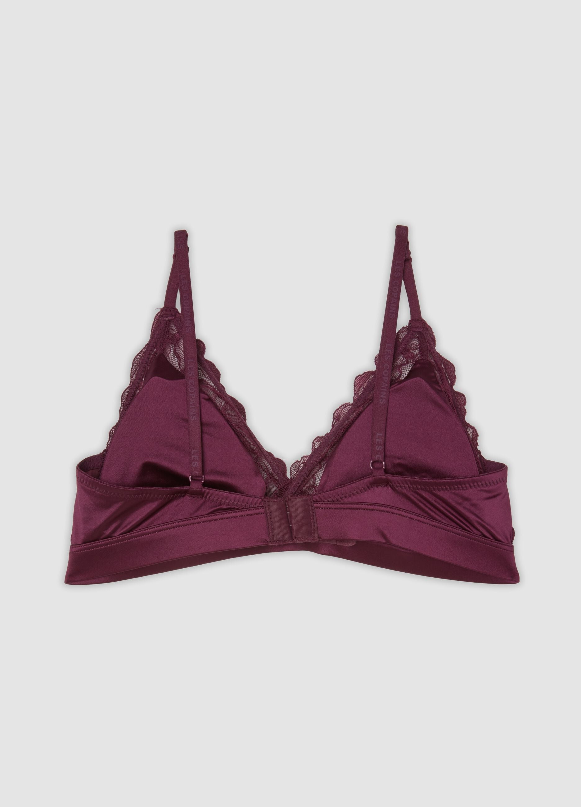 Purple lace-trim stretch microfibre bralette bra
