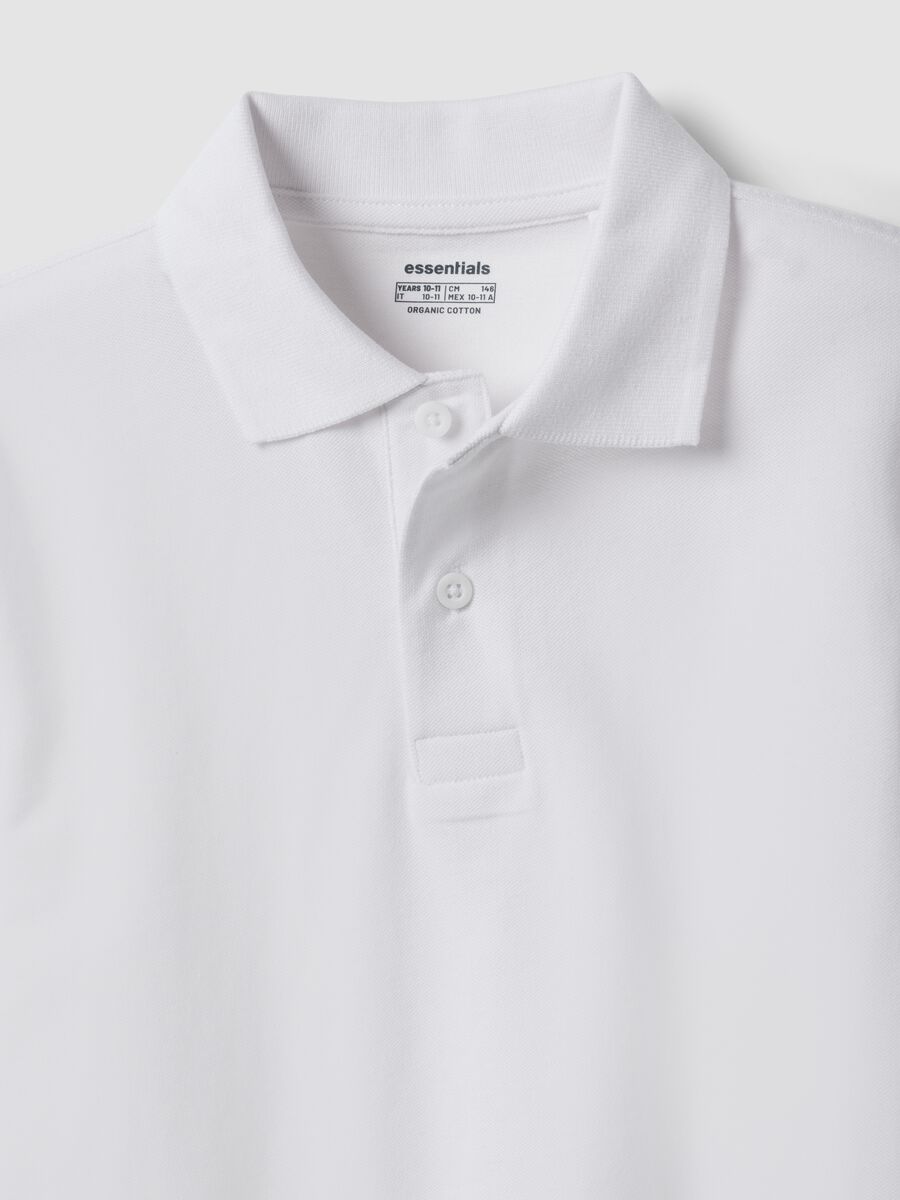 Polo bianca in piquet di puro cotone organico regular fit per ragazzo_2