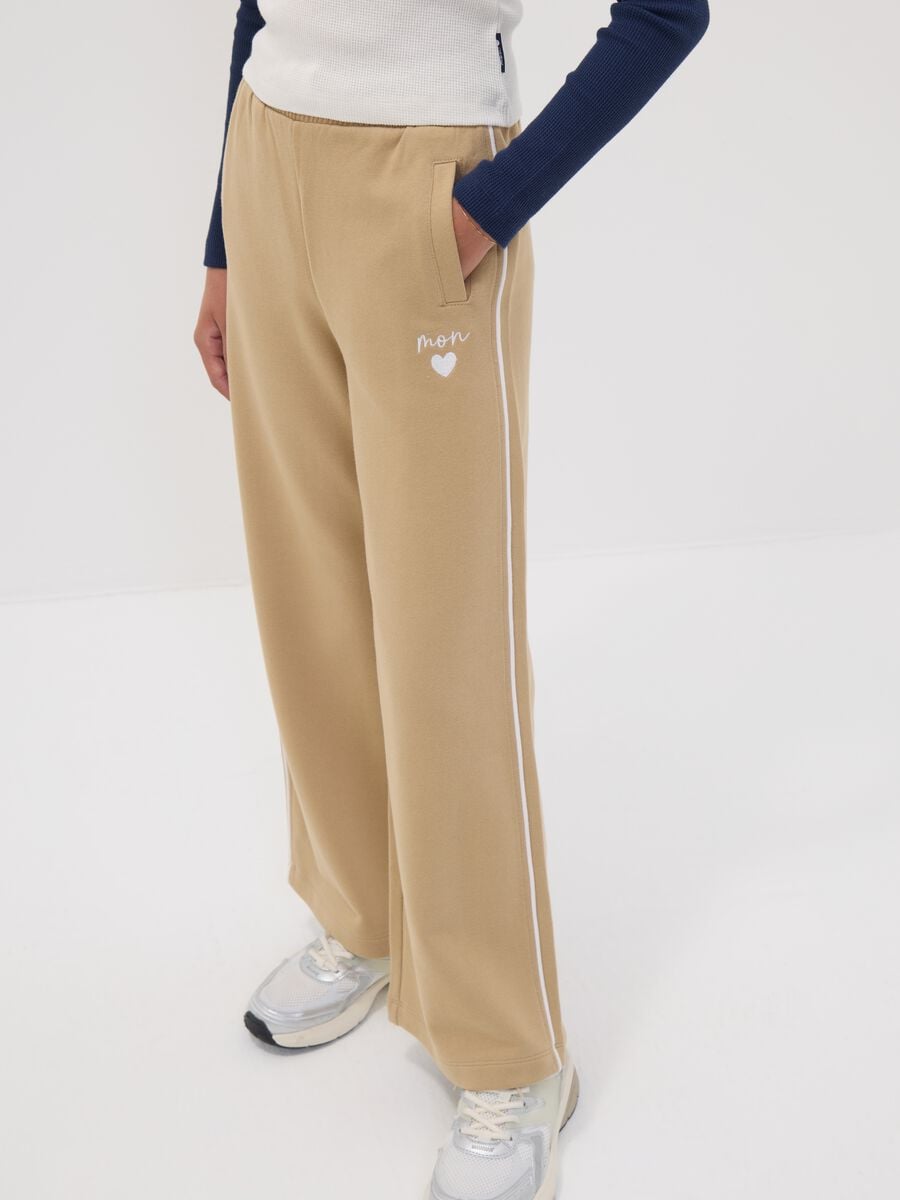 Girls&rsquo; beige wide-leg pure cotton trousers_2