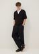 Black pure cotton short-sleeve oversized shirt_0