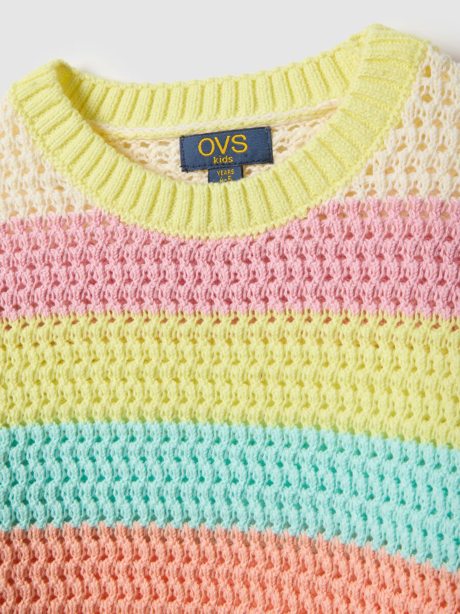 Girl's regular fit multicolour striped pure cotton jumper_2