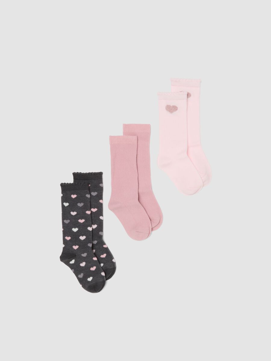 3-pack of pink long socks in stretch organic cotton_0