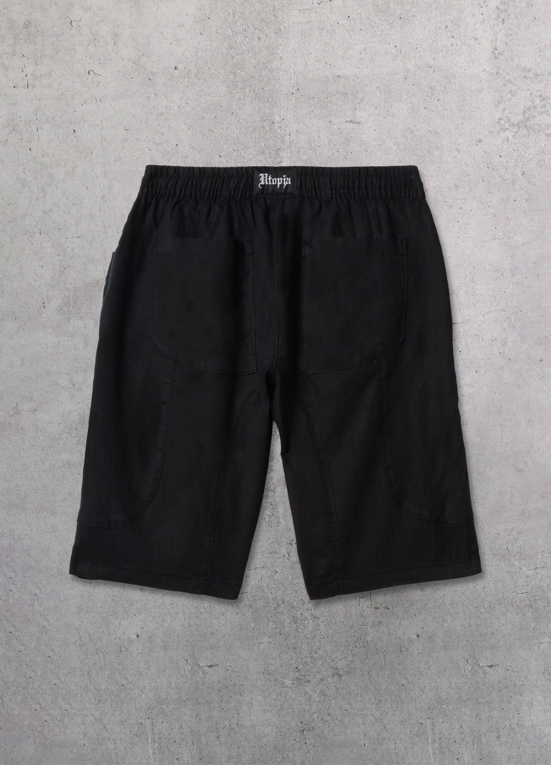 100% Linen Shorts Black