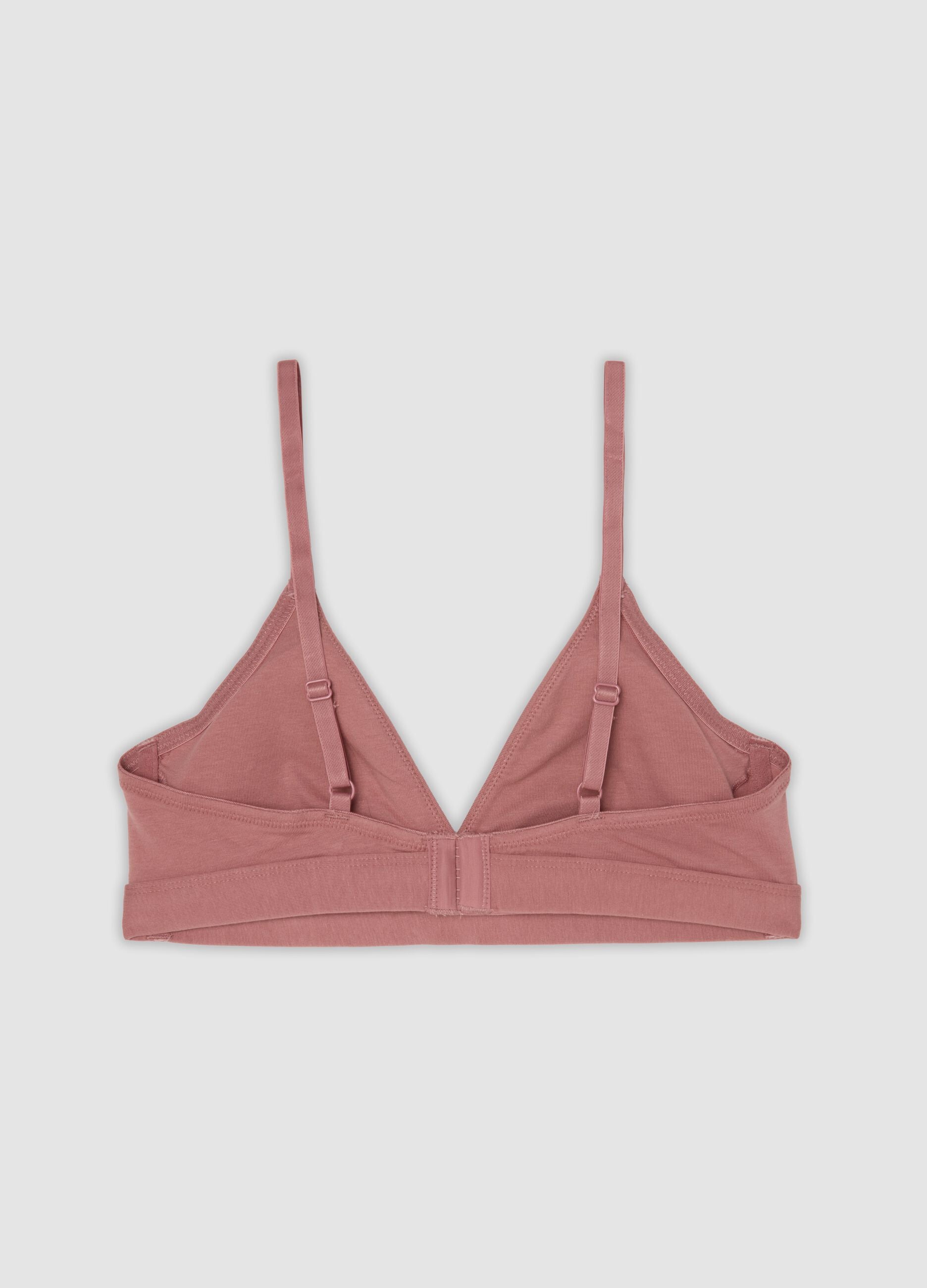 Pink triangle bra in organic cotton and stretch viscose
