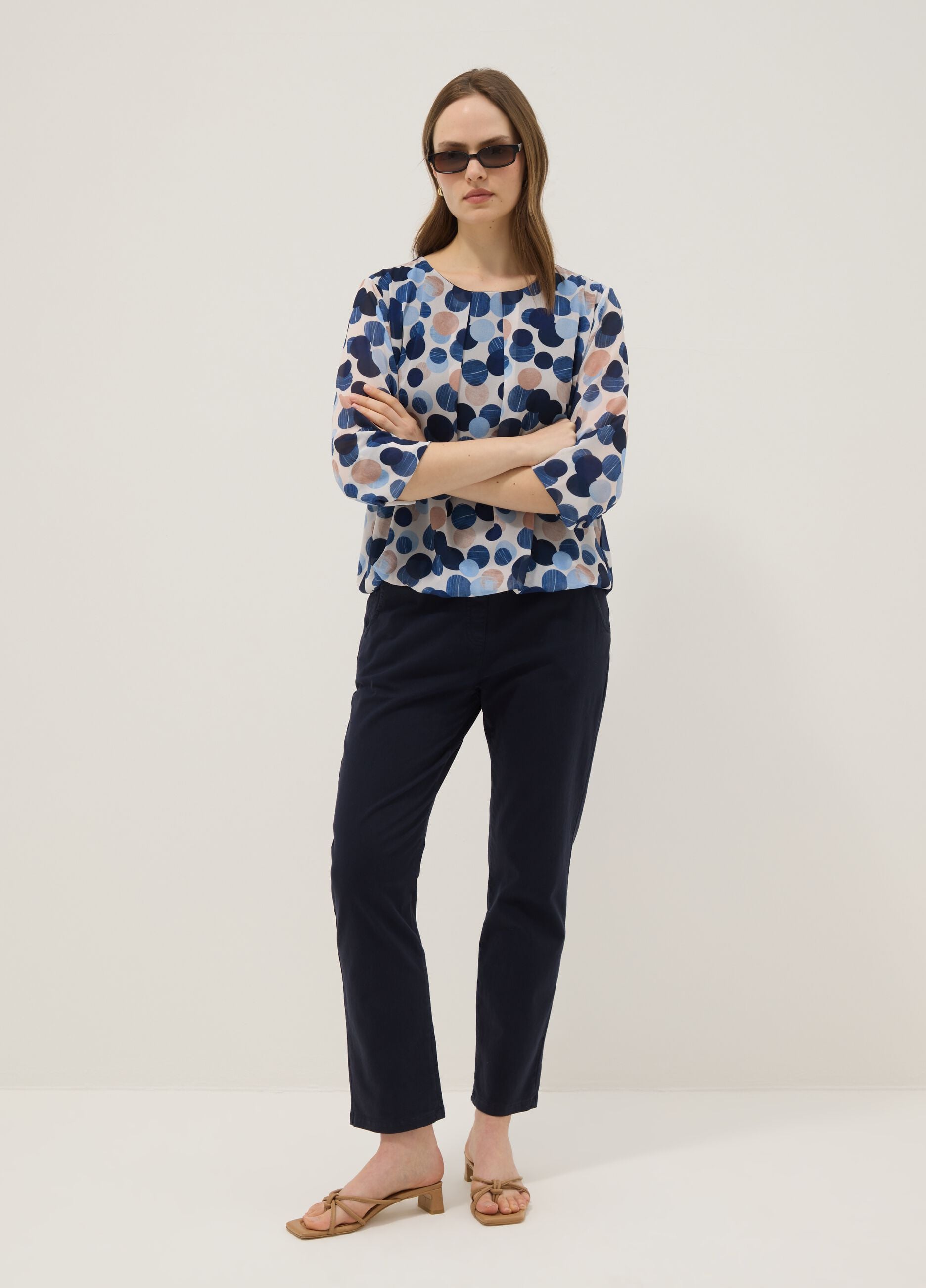 Multicolour polka-dot print shirt, regular fit