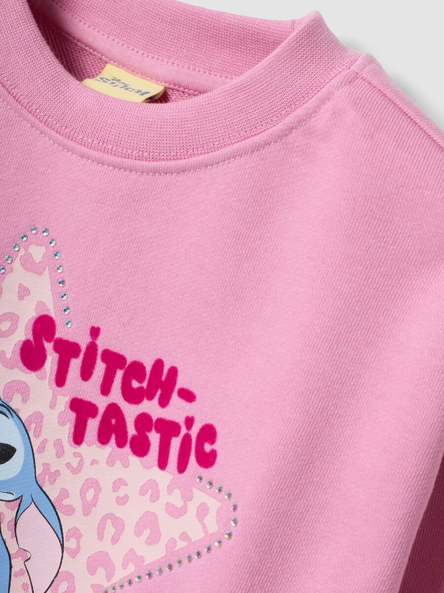 Felpa rosa in misto cotone con stampa frontale Lilo & Stitch per bambina_3