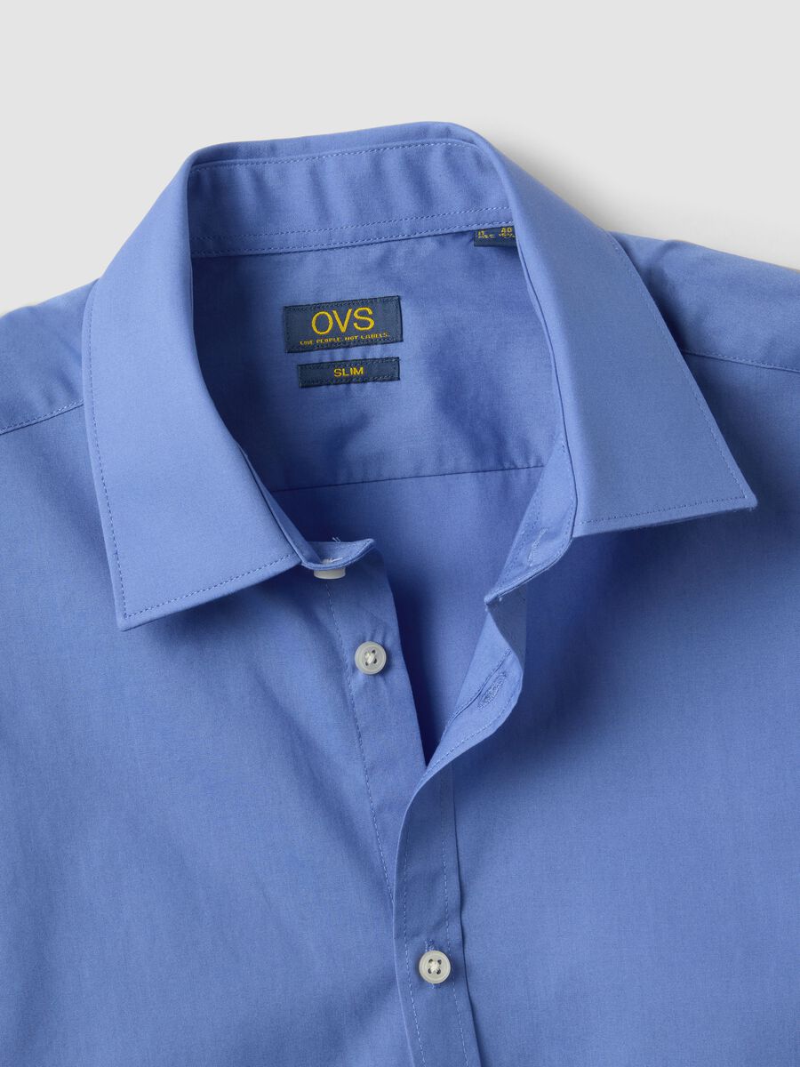 Blue slim-fit shirt with classic collar, easy-iron finish_6