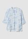 Light Blue Viscose-Blend Blouse with Stripes and Floral Print_4