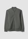 Grey full-zip piqu&eacute; sweatshirt in stretch fabric with ribbed collar_4