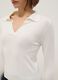White viscose regular fit polo neck jumper_3