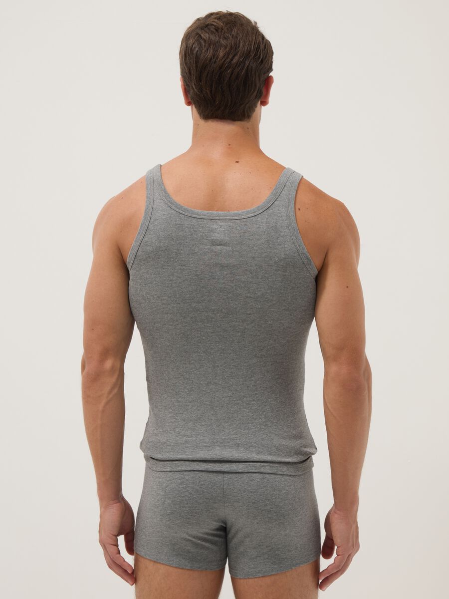 Grey pure cotton regular fit tank top_2