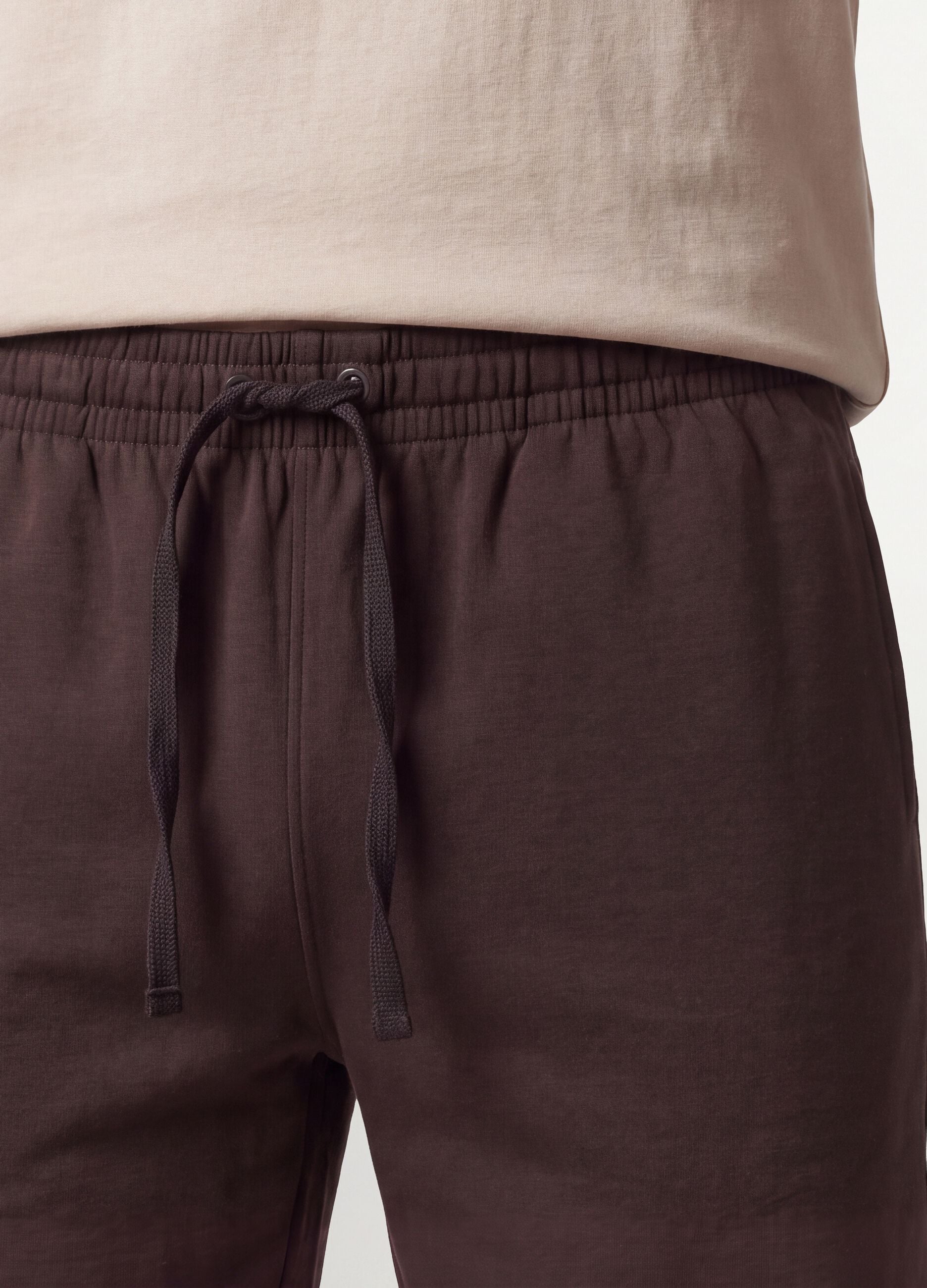 Brown cotton-blend shorts with elasticated waist, regular fit