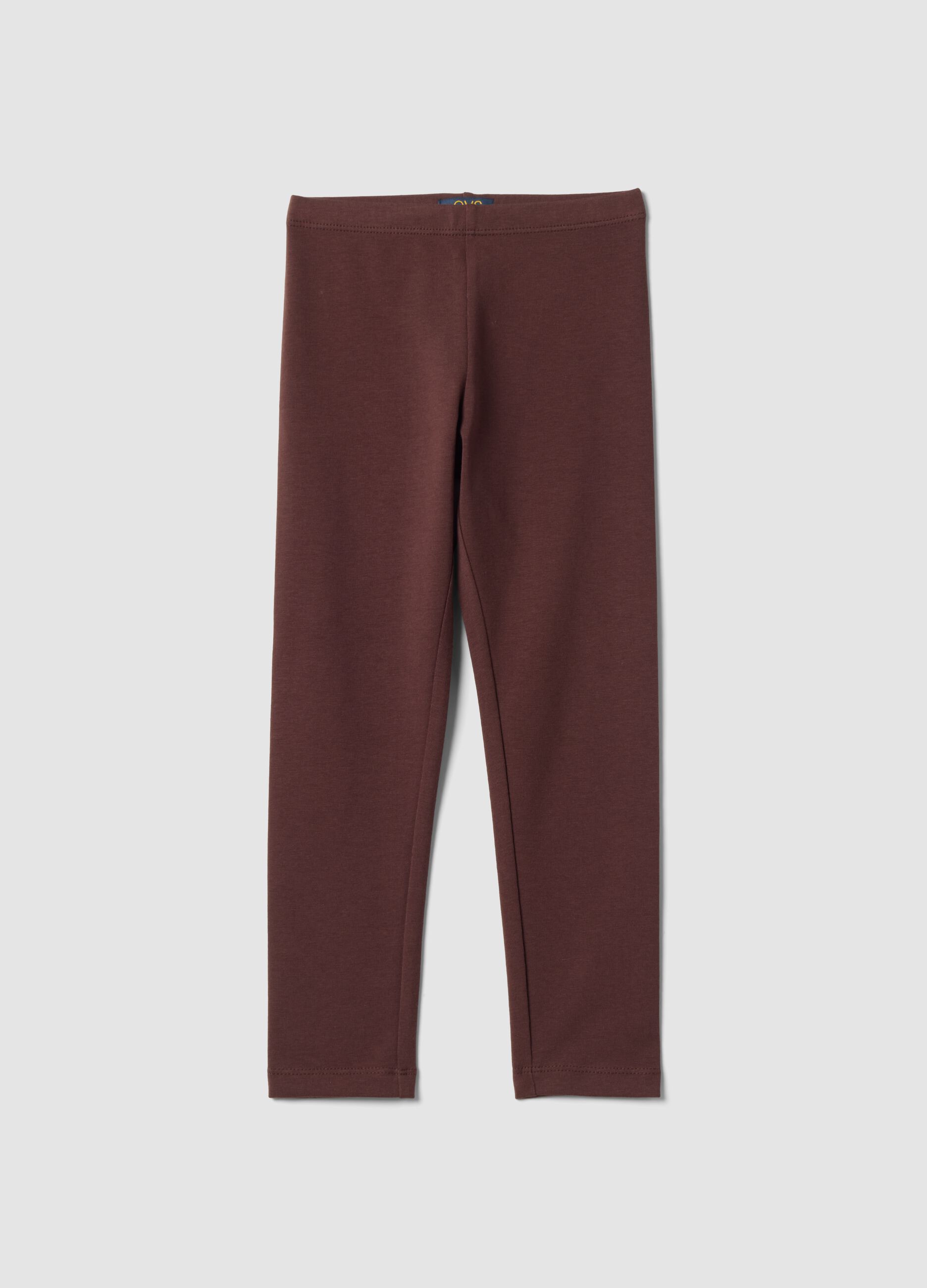 Brown skinny-fit stretch cotton leggings