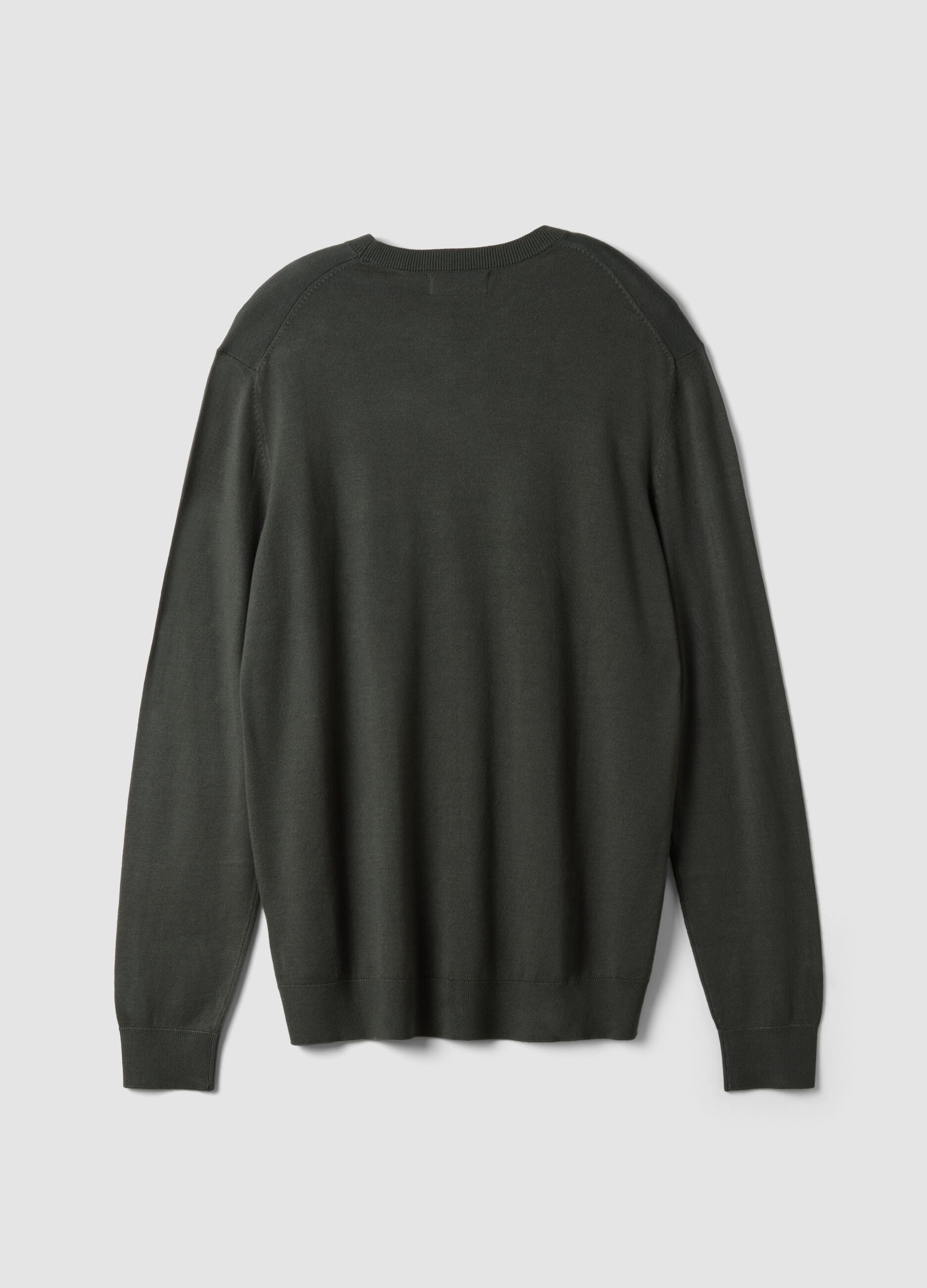 Green crew-neck jumper in viscose blend, regular fit
