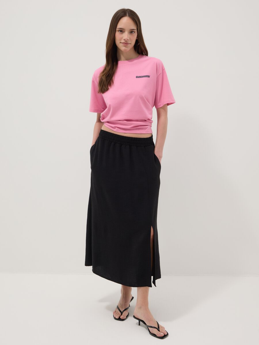 Pink short-sleeved pure cotton T-shirt_1