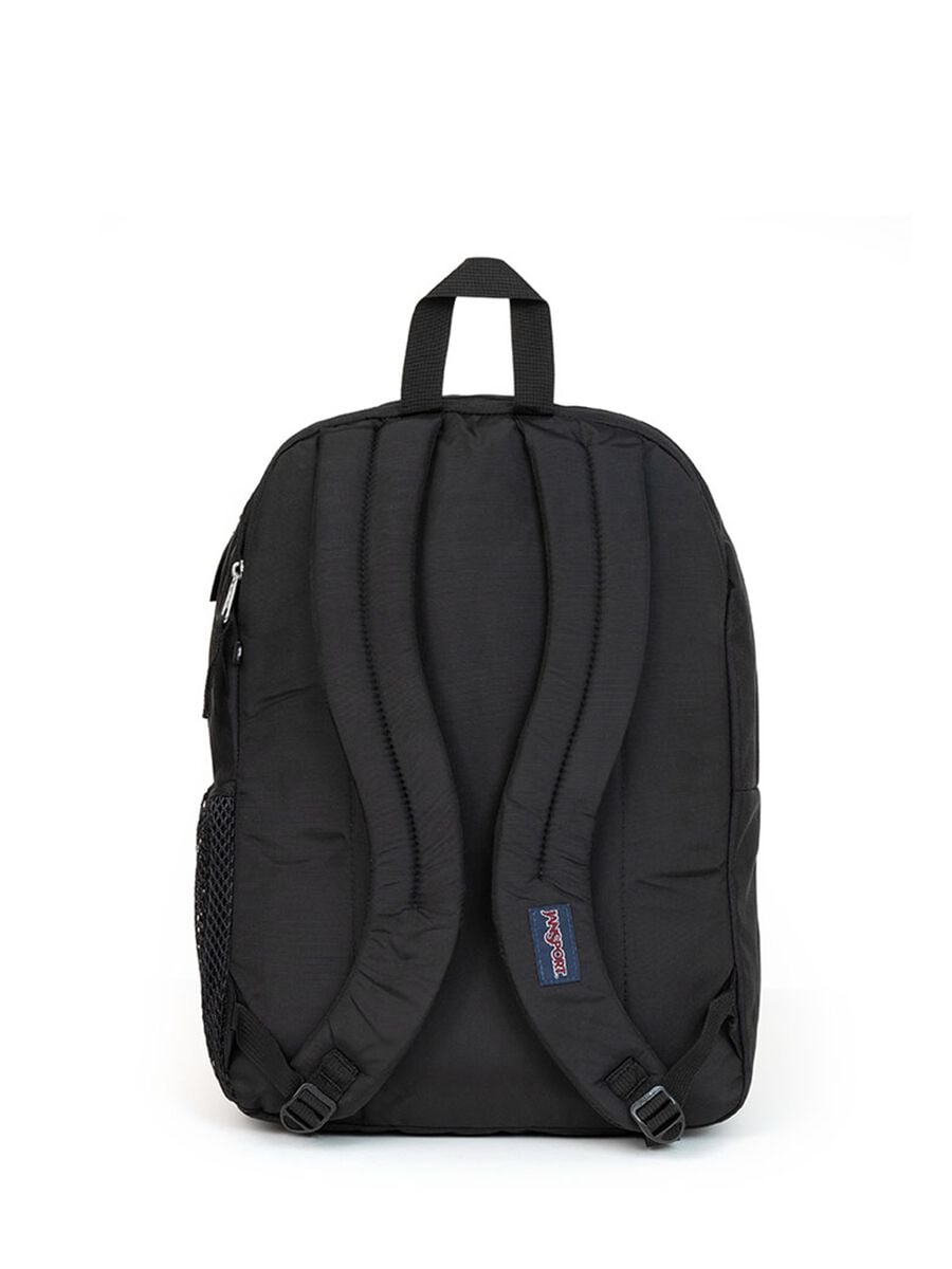 Zaino nero con tasca frontale e inserti in rete_2