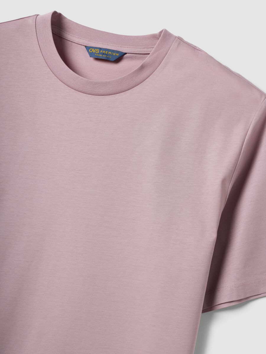 Purple mercerised pure cotton crew-neck T-shirt, regular fit_1
