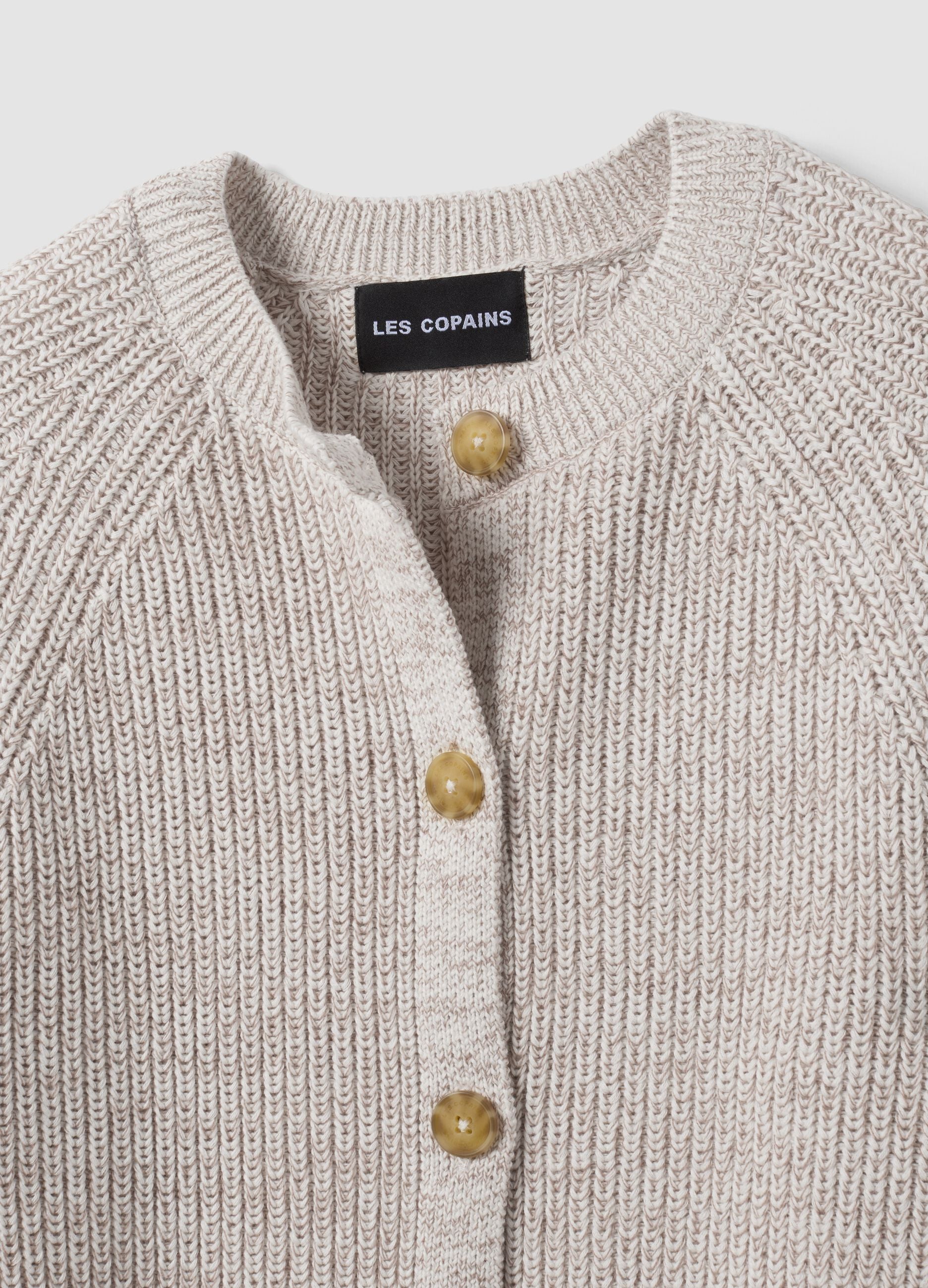 White pure cotton knitted cardigan, regular fit