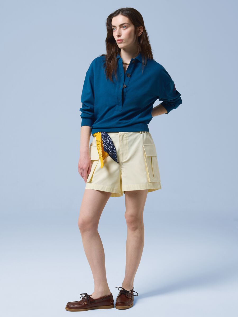 ALTAVIA SAILING blue long-sleeve polo shirt in pure cotton_0