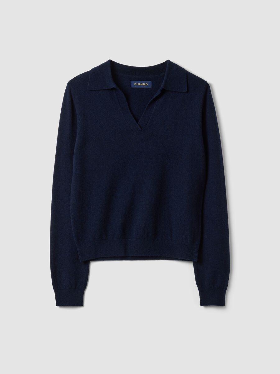 Blue pure wool polo-collar jumper_0