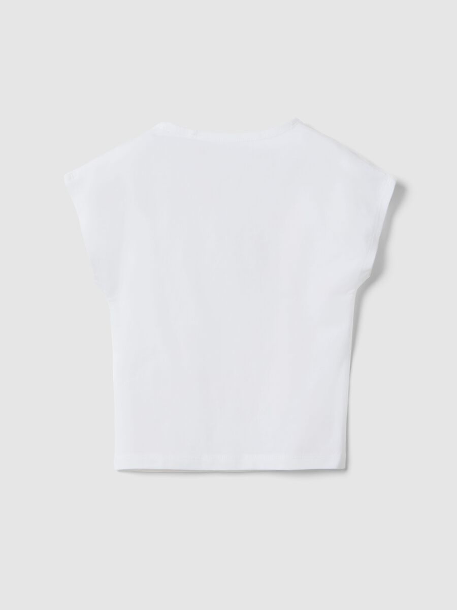 T-shirt in cotone elasticizzato bianca da ragazza slim fit_4