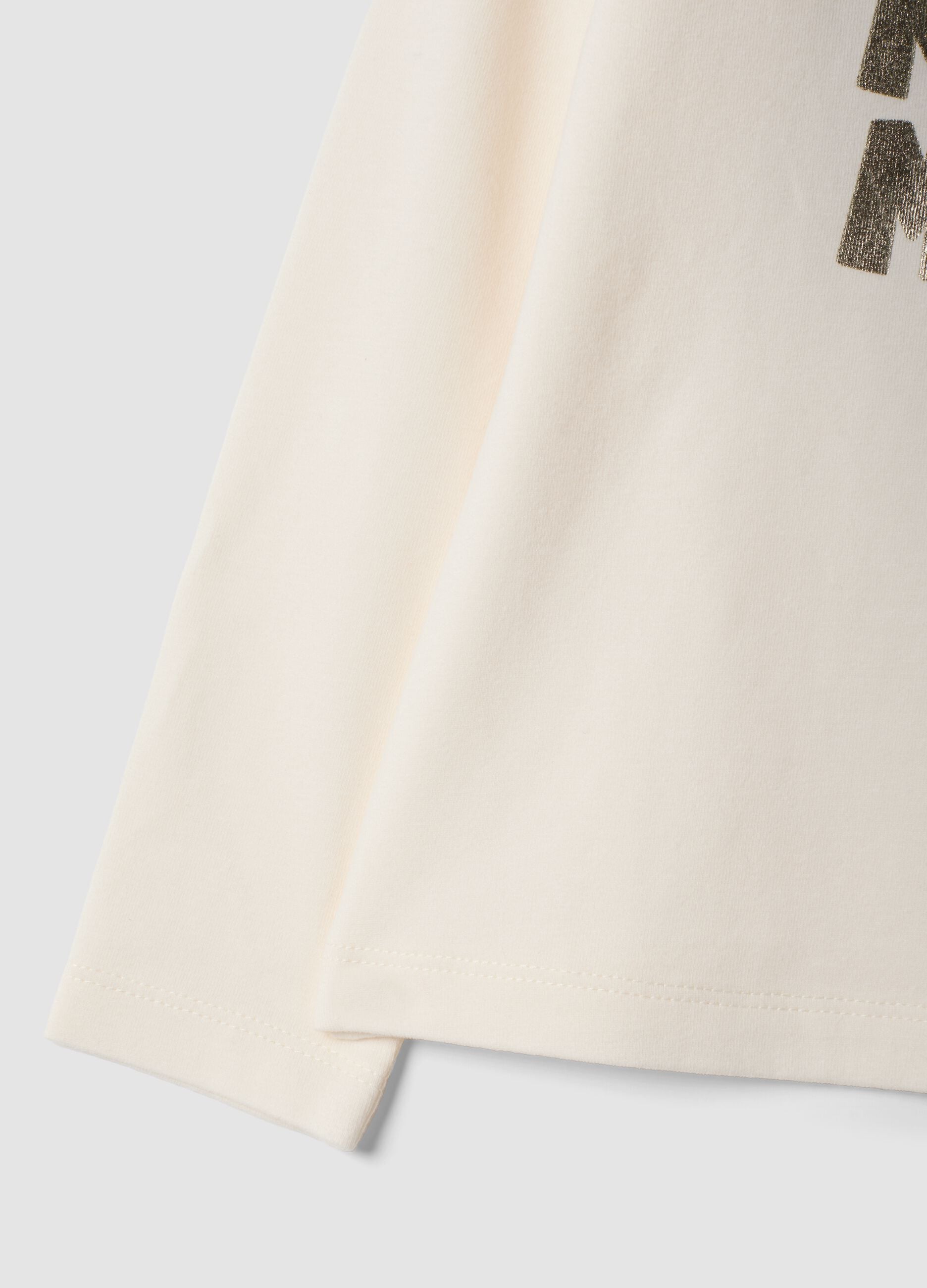 White stretch cotton Minnie print top