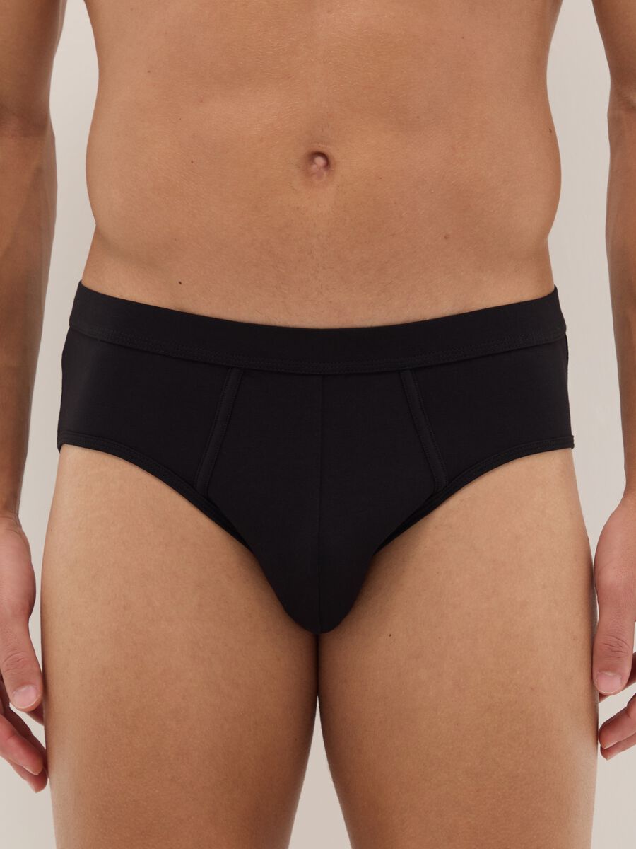 Twin-Pack Black Stretch Cotton Regular Fit Briefs_1