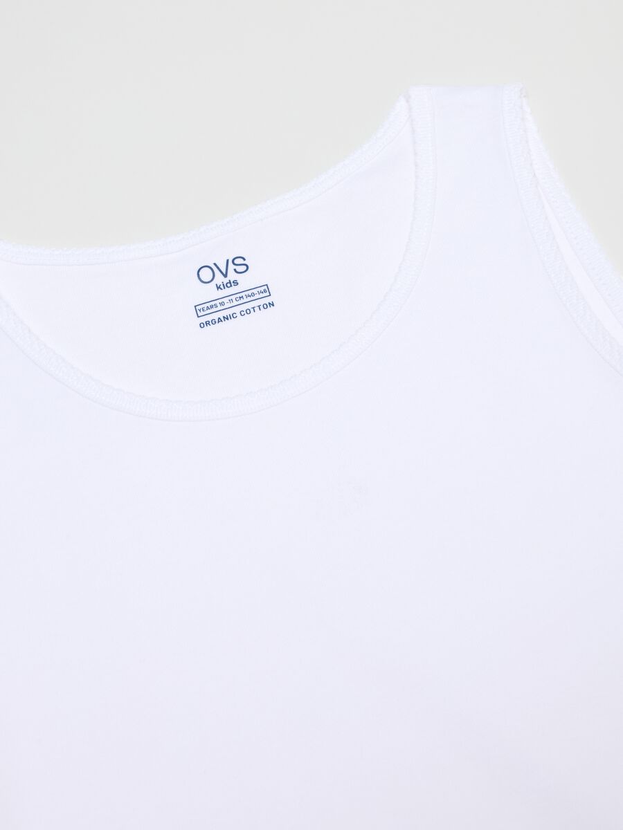 Girls' White Sleeveless T-Shirt Twin Pack in Pure Cotton Regular Fit_3