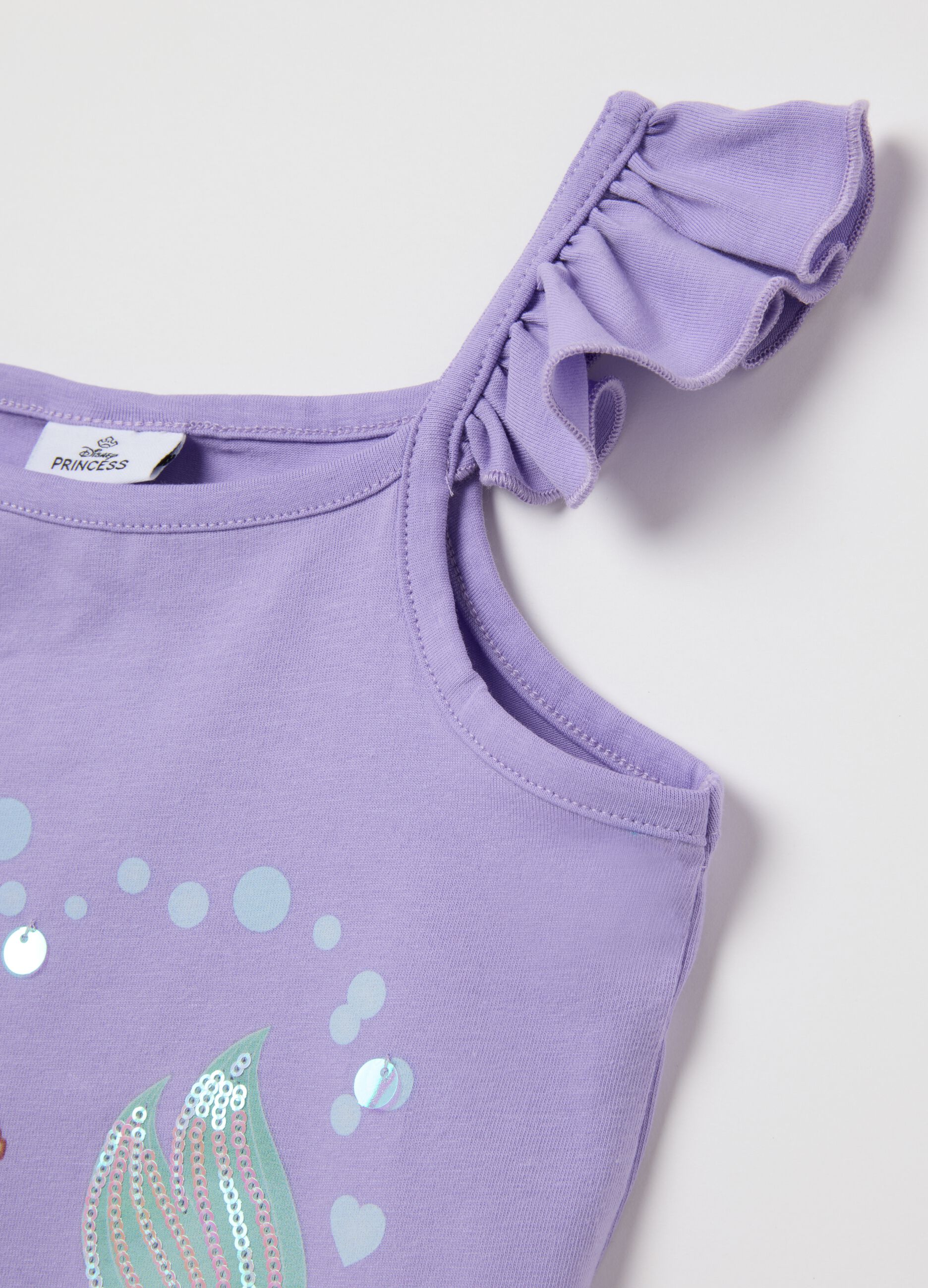 Girls' purple regular fit stretch cotton top with Disney print