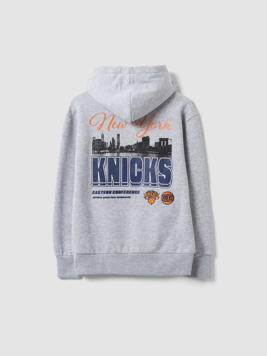 Grey cotton-blend hoodie with New York Knicks print_5