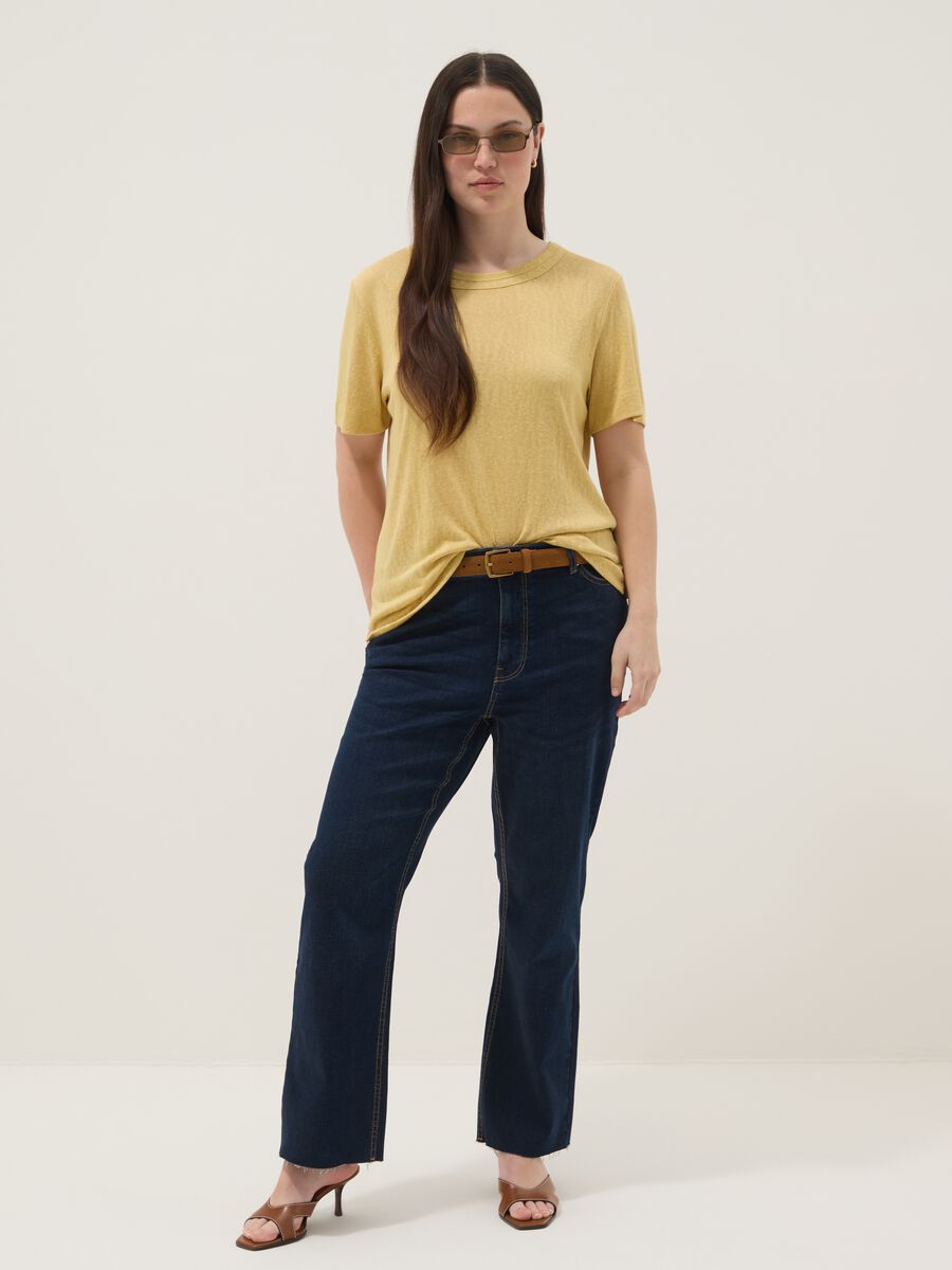 Yellow regular-fit short-sleeve viscose-blend T-shirt_2
