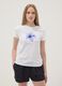 White pure cotton T-shirt with floral print_0