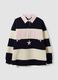 Blue striped cotton-blend sweatshirt with collar, relaxed fit_0