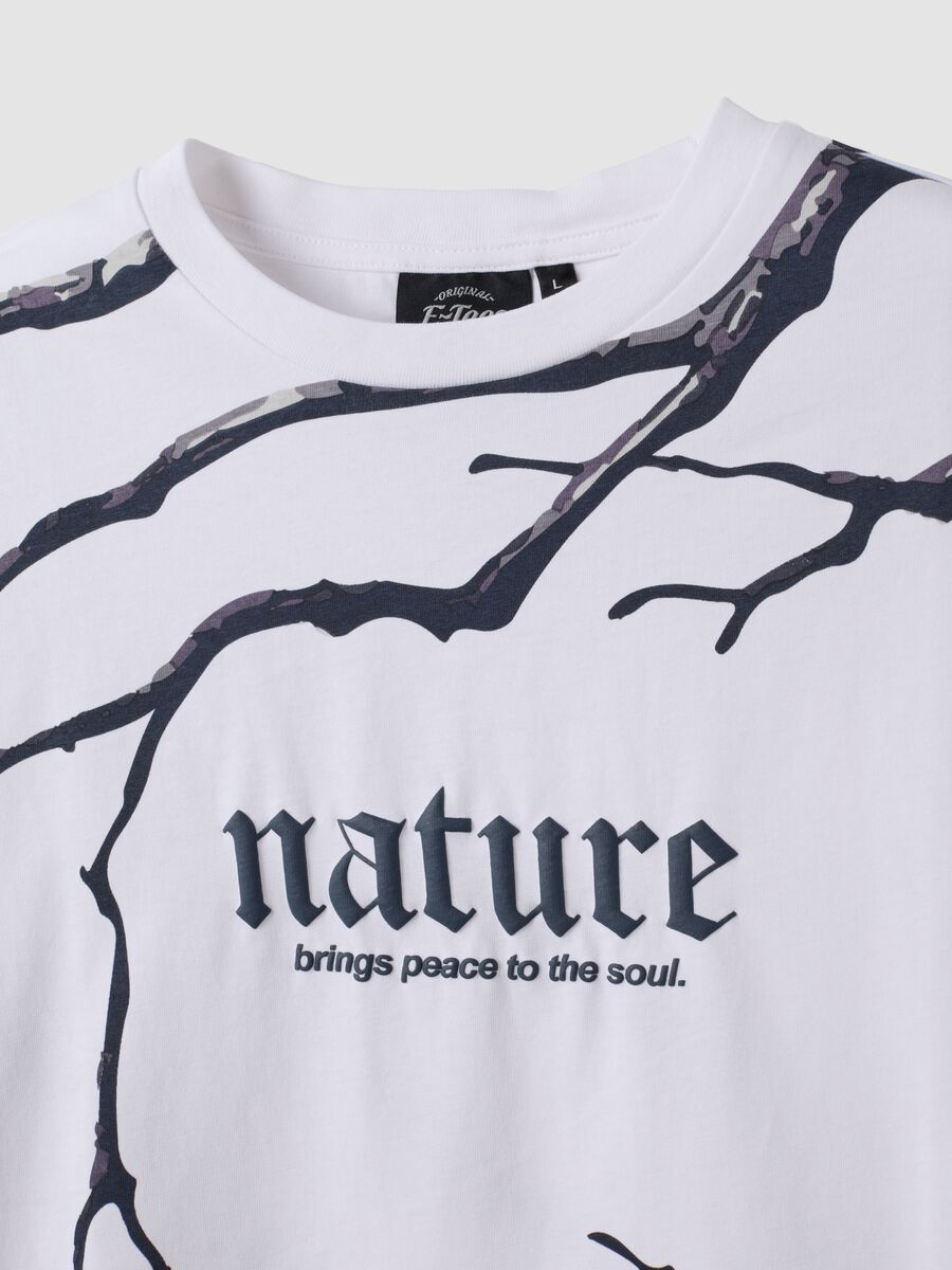 White pure cotton T-shirt with Nature slogan_6