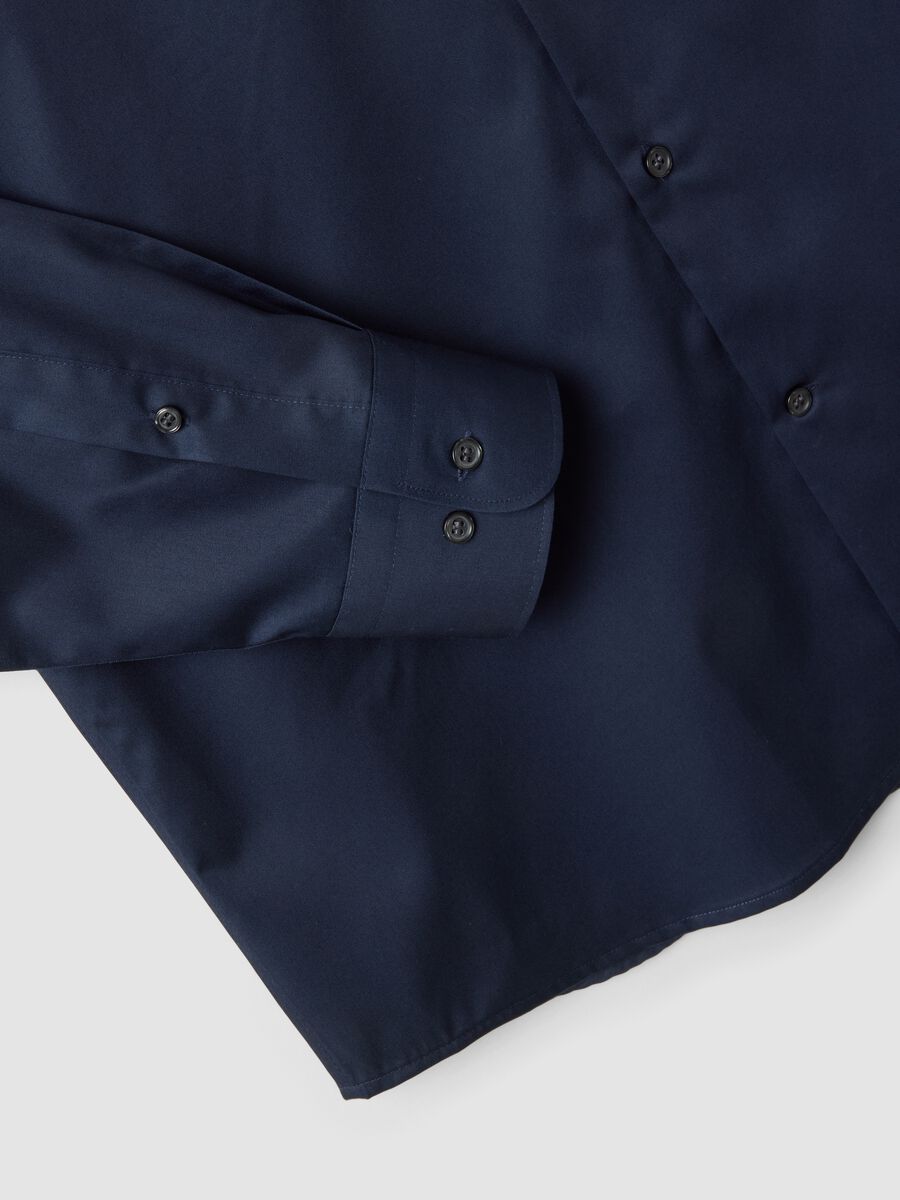 Blue pure cotton shirt with classic collar, regular fit, non-iron_6