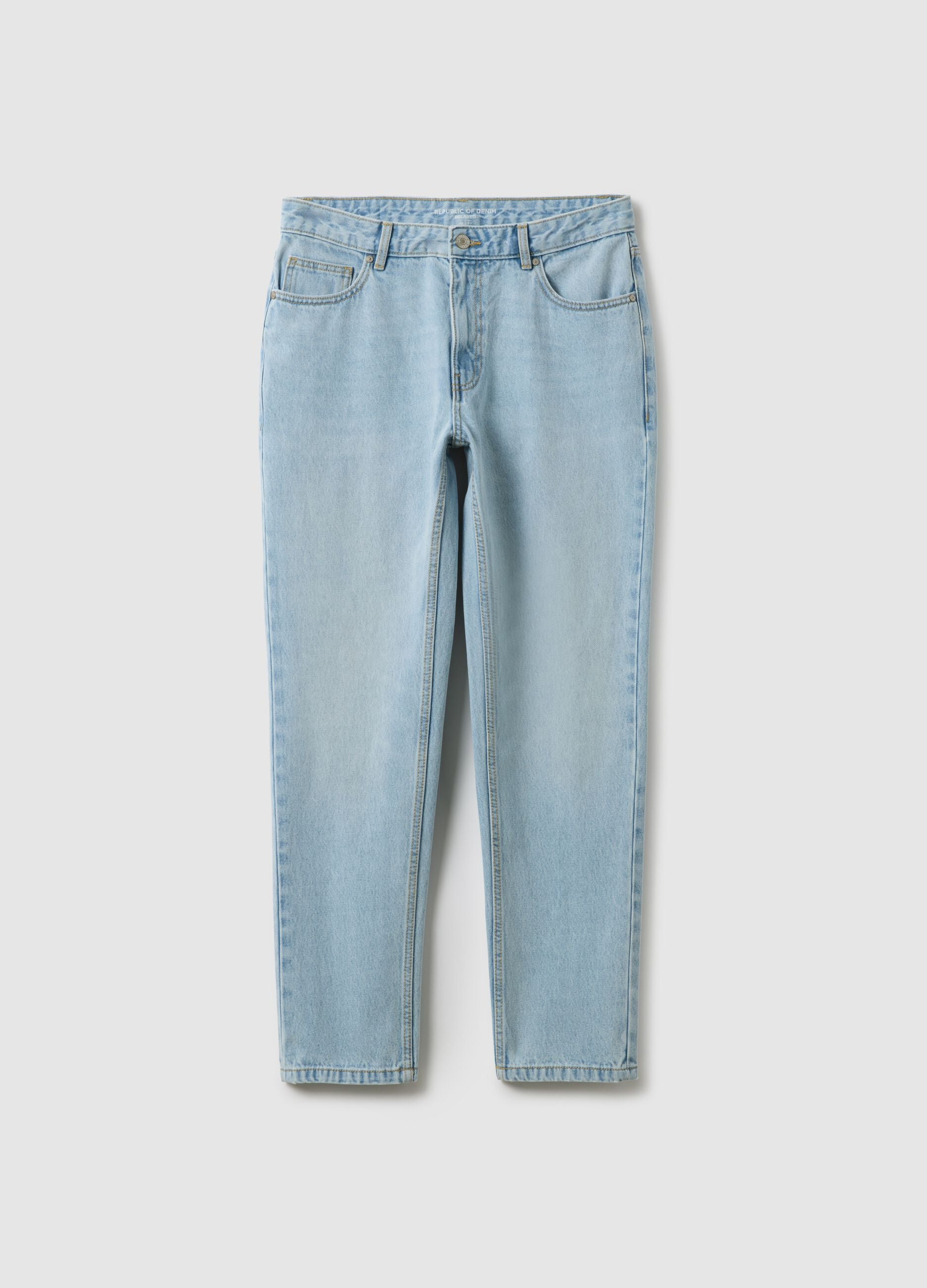 Regular fit blue jeans in pure cotton