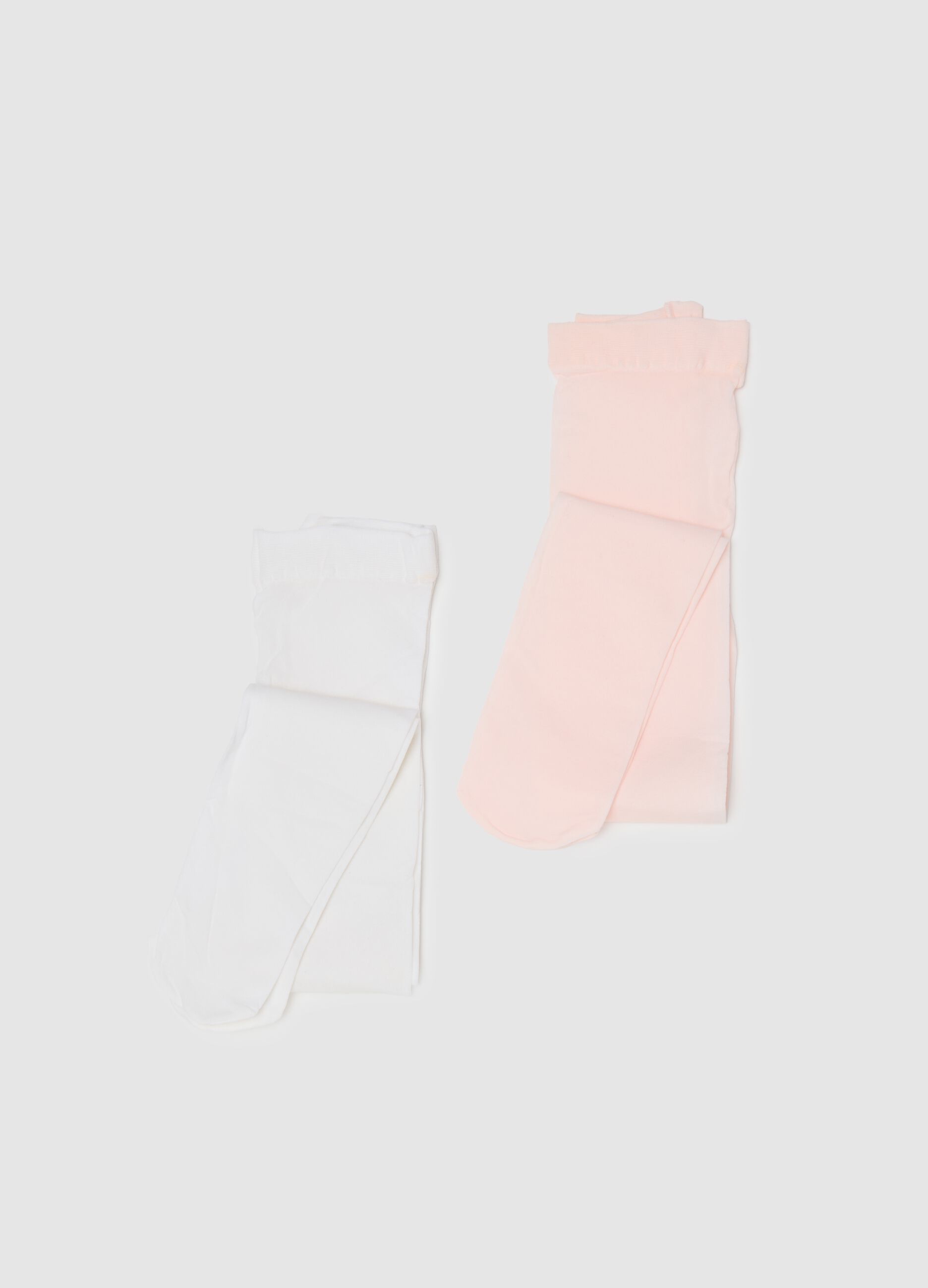 White and Pink Tights Twin Pack for Girls