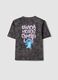 Grey pure cotton oversized fit girl&rsquo;s t-shirt with Stitch_4