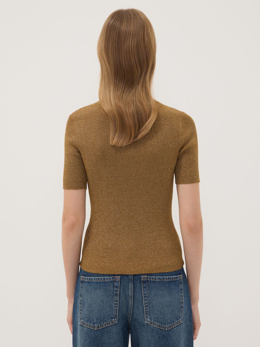 Brown fitted rib-knit viscose blend top_3