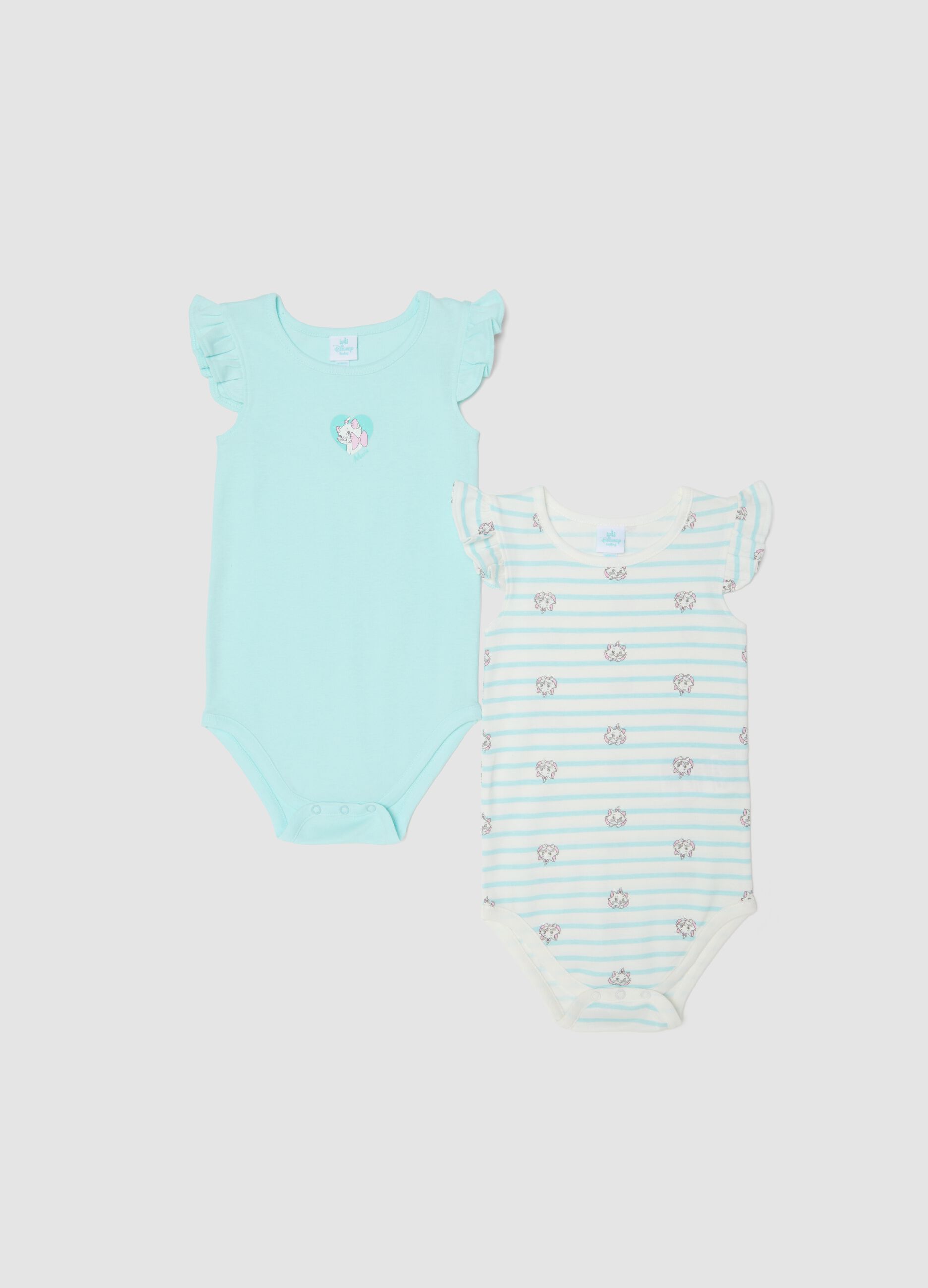 2-pack of sky-blue bodysuits in pure organic cotton