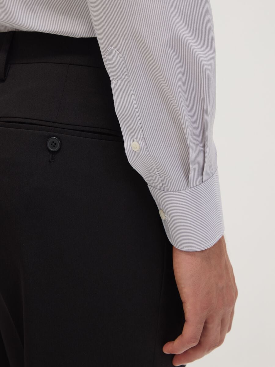 Grey easy-iron cotton-blend shirt with fine stripes, regular fit_3