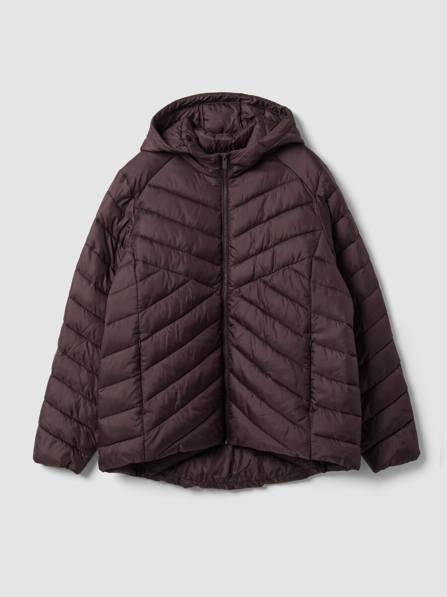 Ultralight purple quilted hooded jacket with zip, regular fit_4