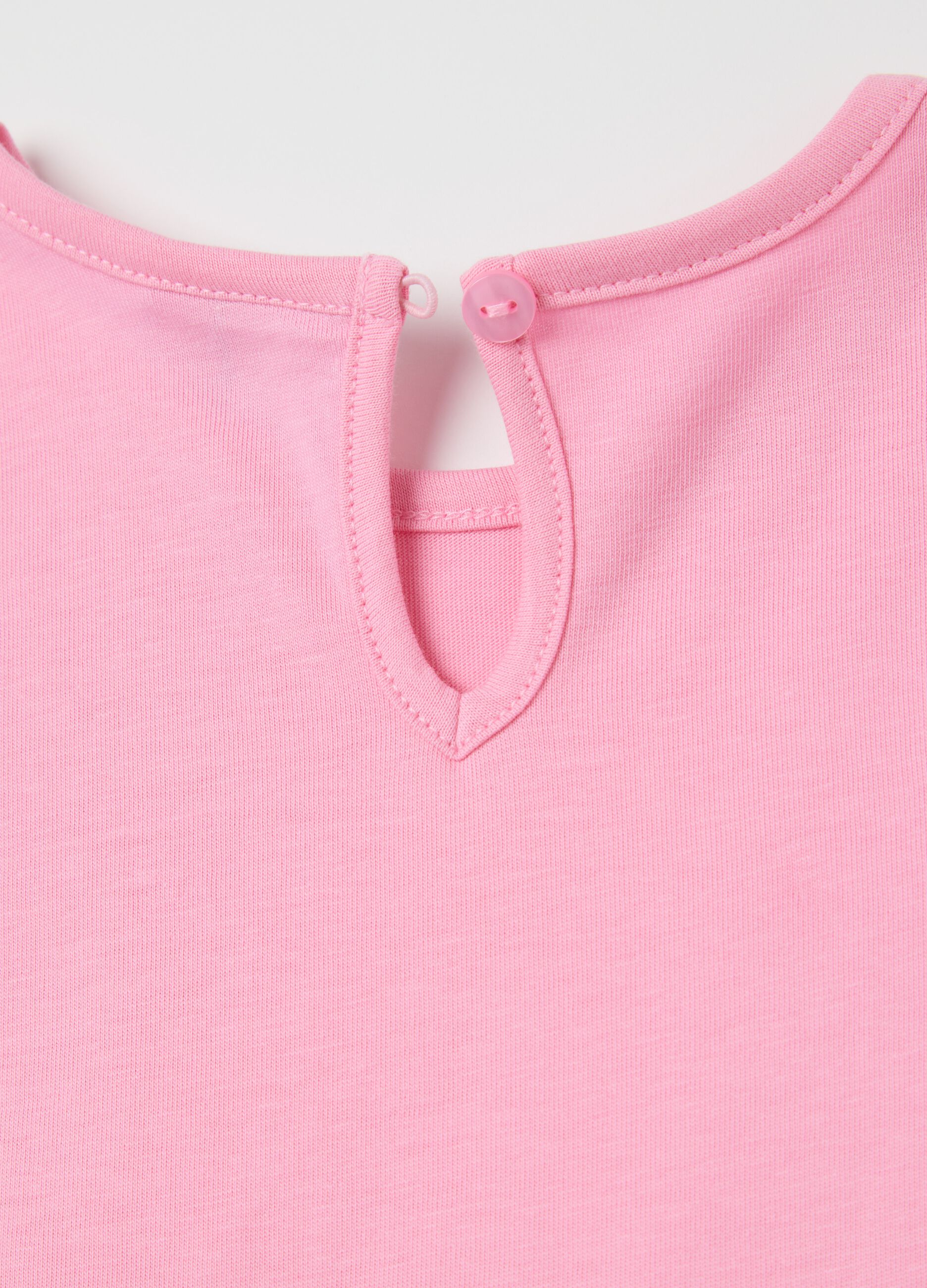 Girls&rsquo; pink dress in 100% cotton with puff sleeves