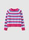 Girls' regular fit multicoloured striped pure cotton pullover_3