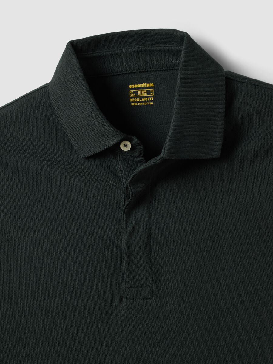 Grey long-sleeve stretch cotton polo shirt, regular fit_1