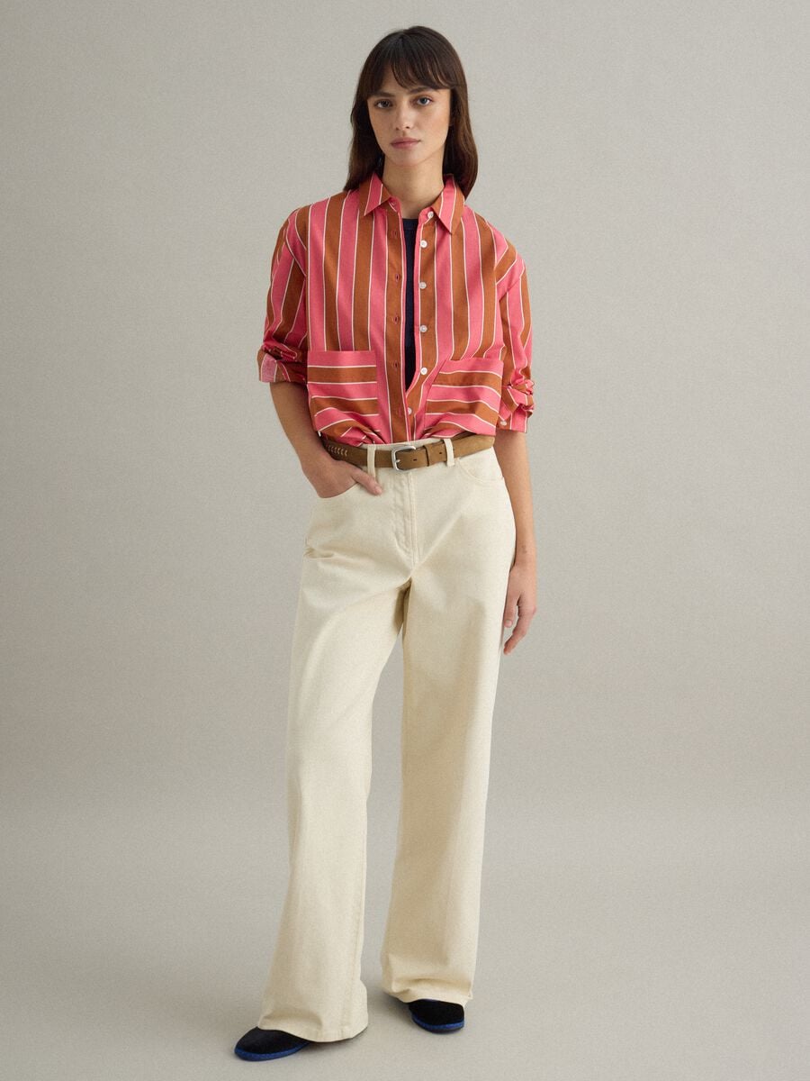 Regular fit multicolour striped cotton blend shirt_2